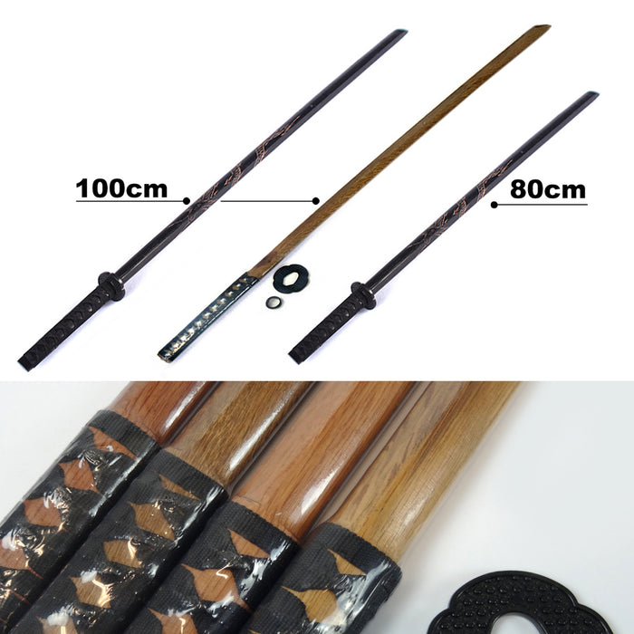 Natural Colors / Black 1M Datio Bokken Wooden Katana Kendo Samurai Practice Sword
