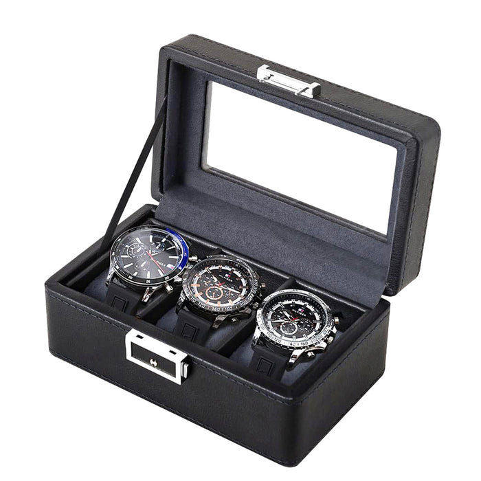 3/6/12 Grids Watch Storage Case Organizer With Key Lock Transparent Display