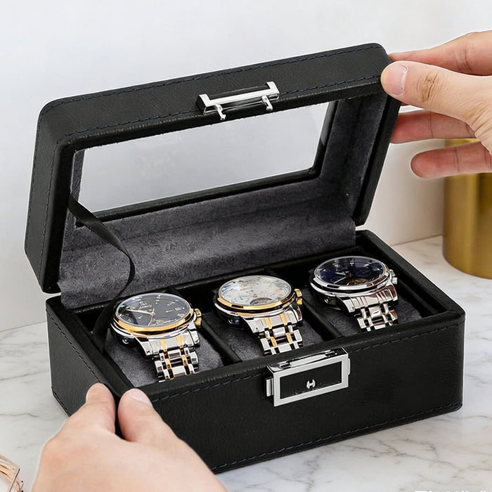 3/6/12 Grids Watch Storage Case Organizer With Key Lock Transparent Display