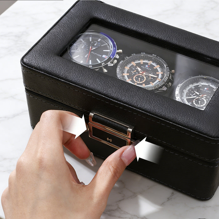 3/6/12 Grids Watch Storage Case Organizer With Key Lock Transparent Display