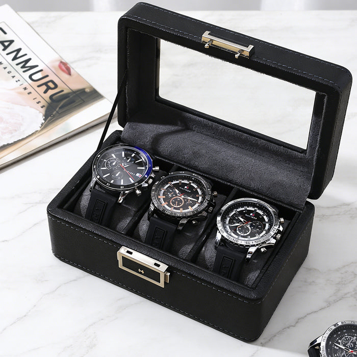 3/6/12 Grids Watch Storage Case Organizer With Key Lock Transparent Display