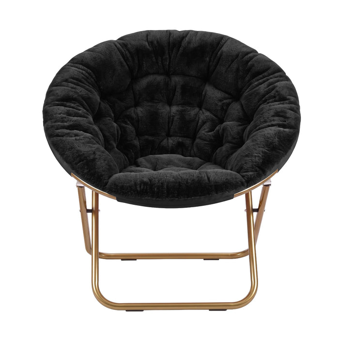 Artiss Cozy Saucer Chair Soft Faux Fur Folding Accent Chair for Bedroom Black