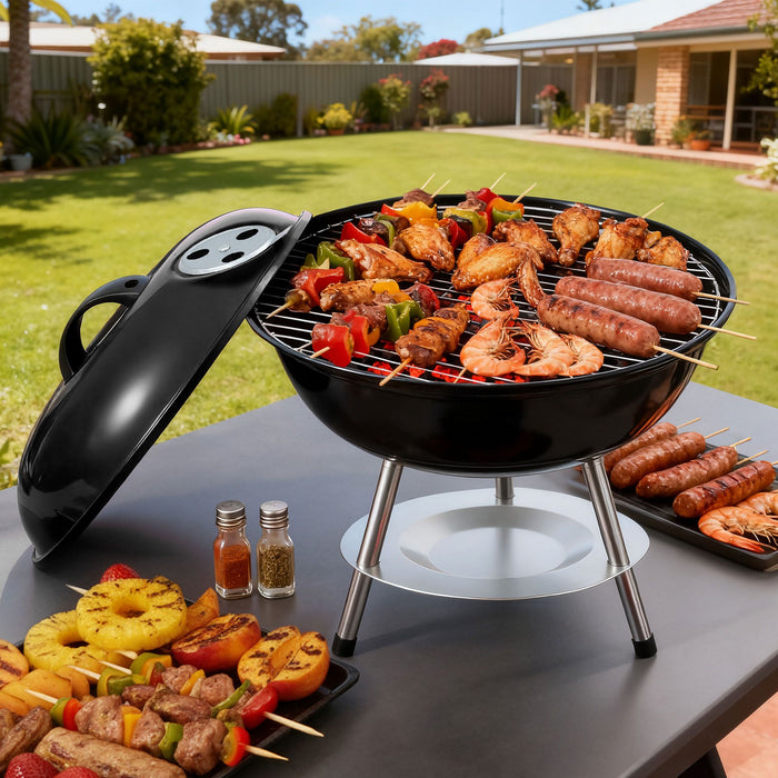Grillz Charcoal BBQ Grill Portable with Lid for Camping Outdoor