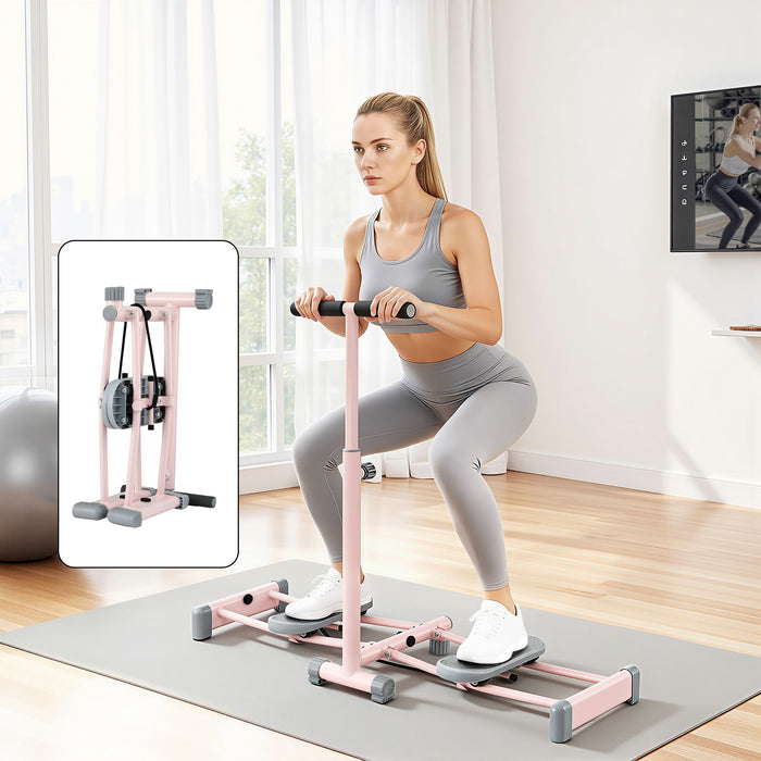 Everfit Foldable Ski Exercise Machine Leg Thigh Trainer Home Fitness Cardio Pink
