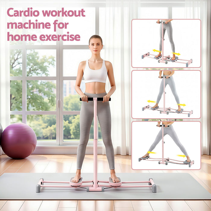Everfit Foldable Ski Exercise Machine Leg Thigh Trainer Home Fitness Cardio Pink