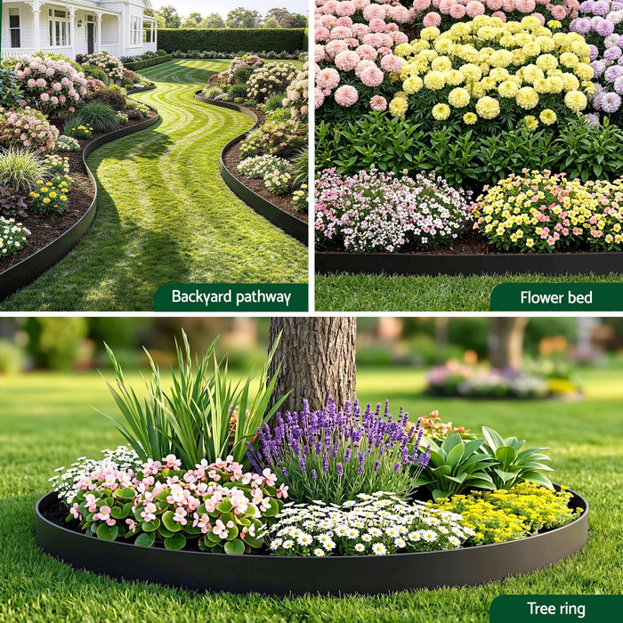 Green Fingers Garden Edging 33ft 30pcs Flexible Garden Border Plastic Lawn Edging Black