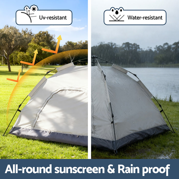 Weisshorn Camping Tent Instant Tent Pop up 2 Person Outdoor Hiking Tents Hiking Beige