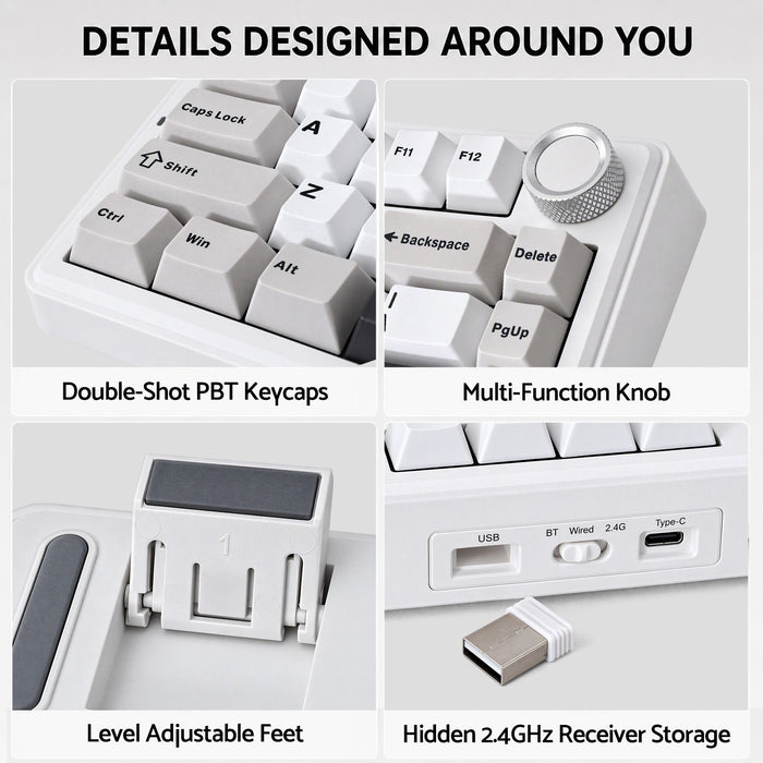 SOLAKAKA A75 75% Gasket Mechanical Keyboard Tri-Mode Hot-Swap Knob