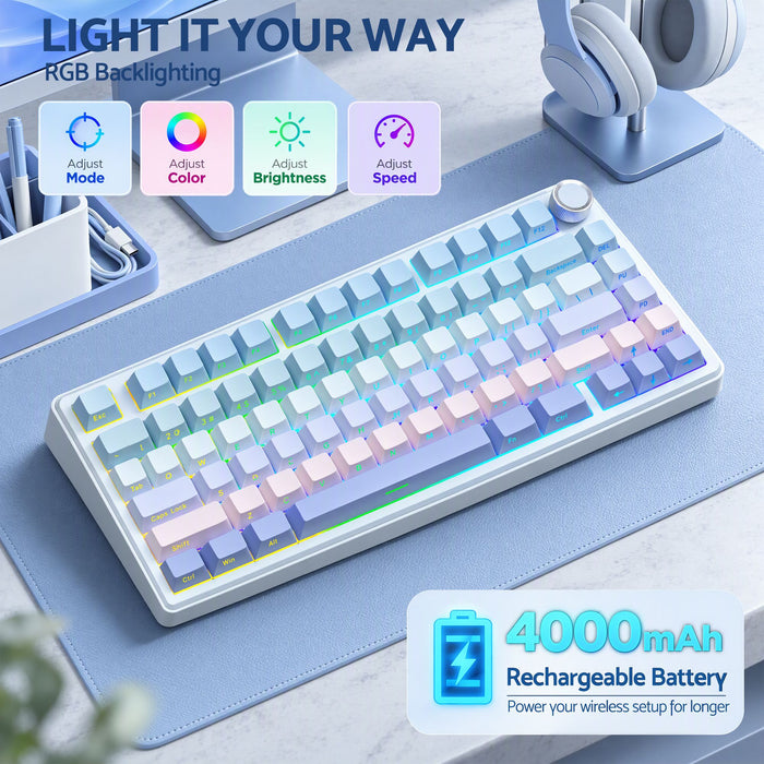 SOLAKAKA A75 75% Gasket Mechanical Keyboard Tri-Mode Hot-Swap Knob