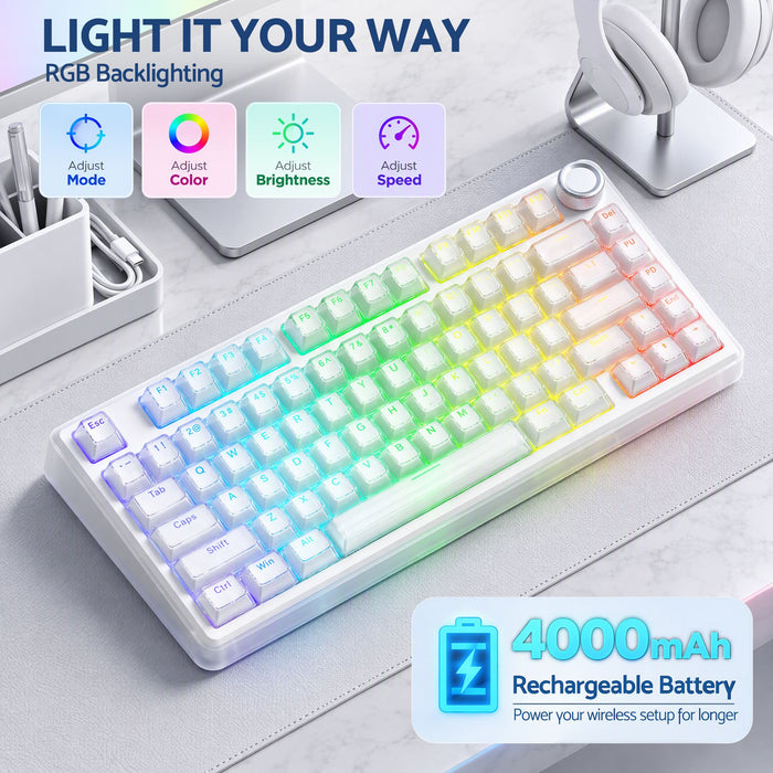 SOLAKAKA A75 75% Gasket Mechanical Keyboard Tri-Mode Hot-Swap Knob