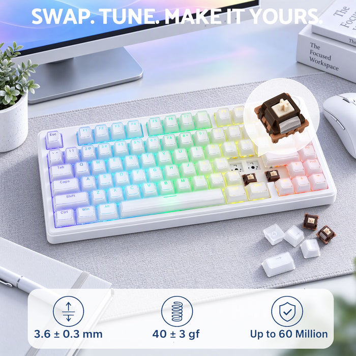SOLAKAKA A75 75% Gasket Mechanical Keyboard Tri-Mode Hot-Swap Knob