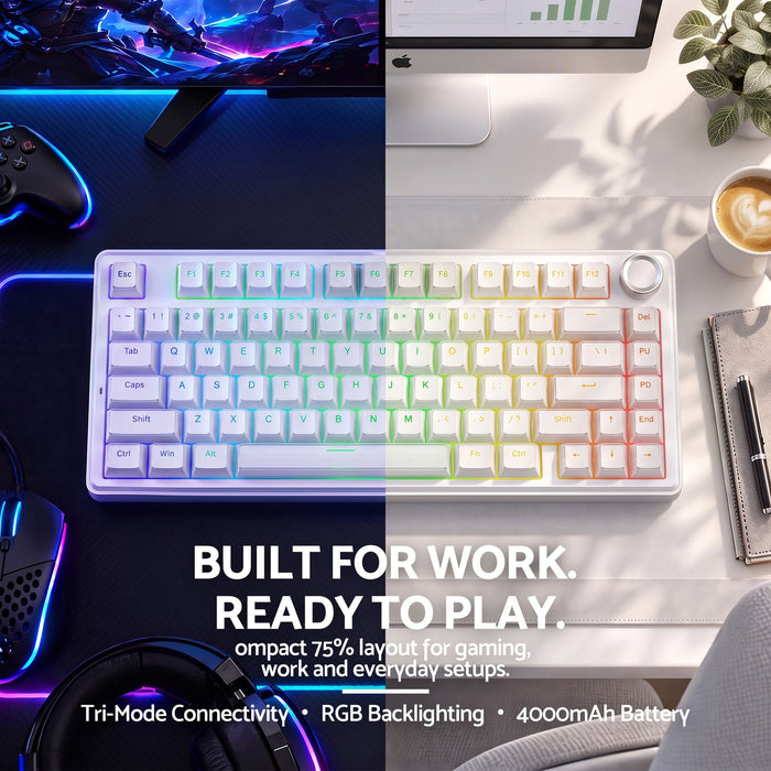 SOLAKAKA A75 75% Gasket Mechanical Keyboard Tri-Mode Hot-Swap Knob