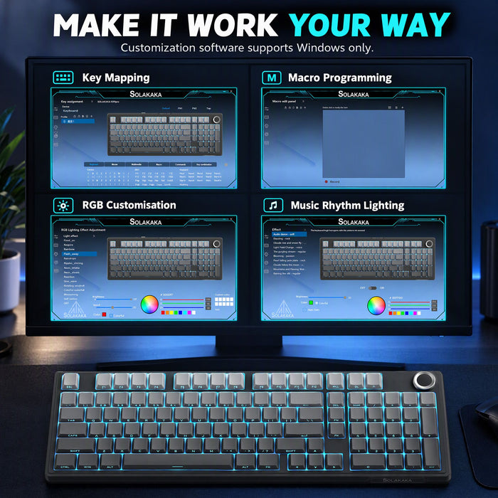 SOLAKAKA Ki99 Pro 99-Key Gasket Mechanical Keyboard Tri-Mode Hot-Swap Knob