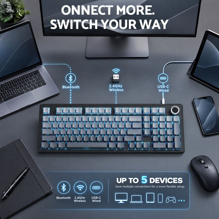 SOLAKAKA Ki99 Pro 99-Key Gasket Mechanical Keyboard Tri-Mode Hot-Swap Knob
