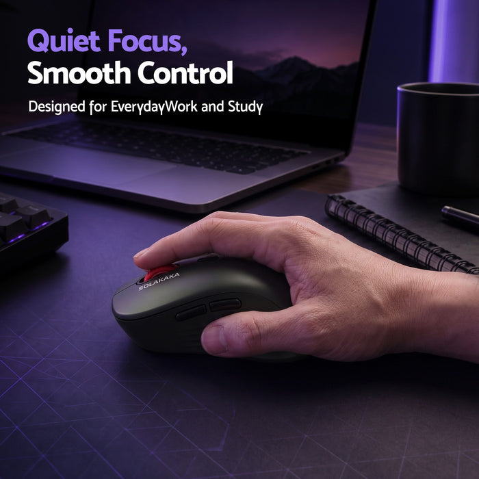SOLAKAKA Silent Wireless Mouse Bluetooth 2.4GHz 4200 DPI 7 Buttons