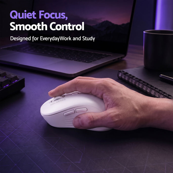 SOLAKAKA Silent Wireless Mouse Bluetooth 2.4GHz 4200 DPI 7 Buttons