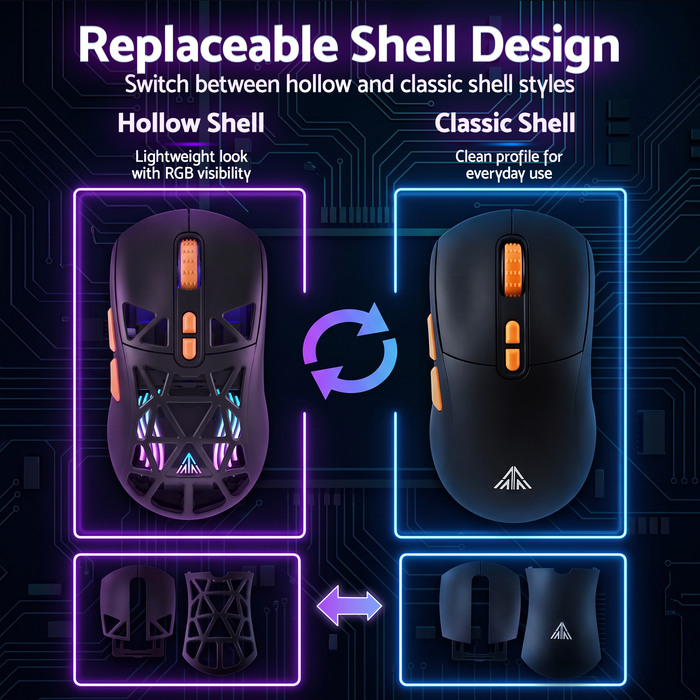 SOLAKAKA SM802 Pro Tri-Mode Gaming Mouse RGB 24000 DPI Hotswap