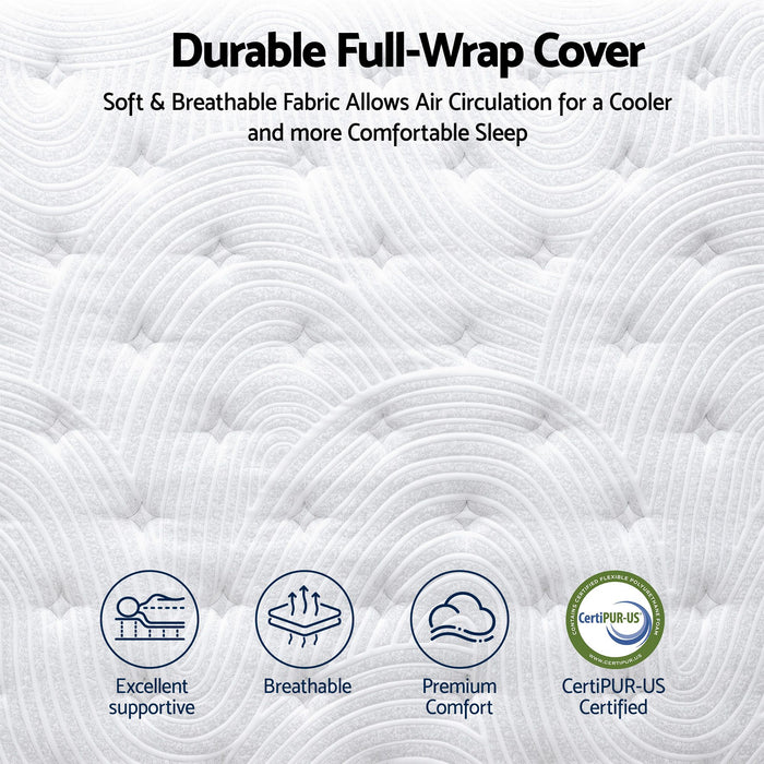 RoomSense Queen 34cm Medium Soft Gel Mattress Bundle, Oatmeal Bed Frame