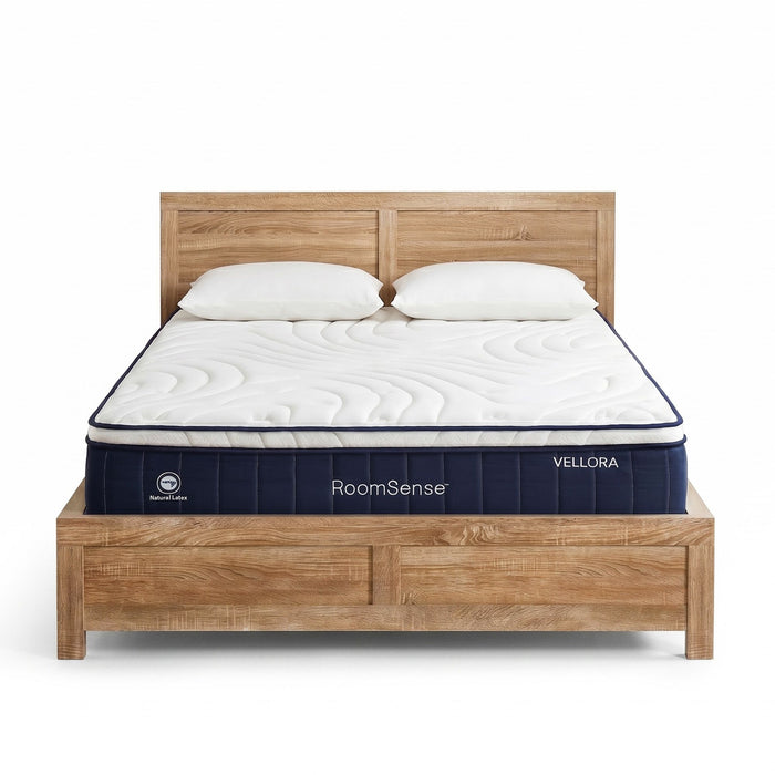 RoomSense Queen 30cm Latex Mattress Medium Firm Bundle, Pine Bed Frame