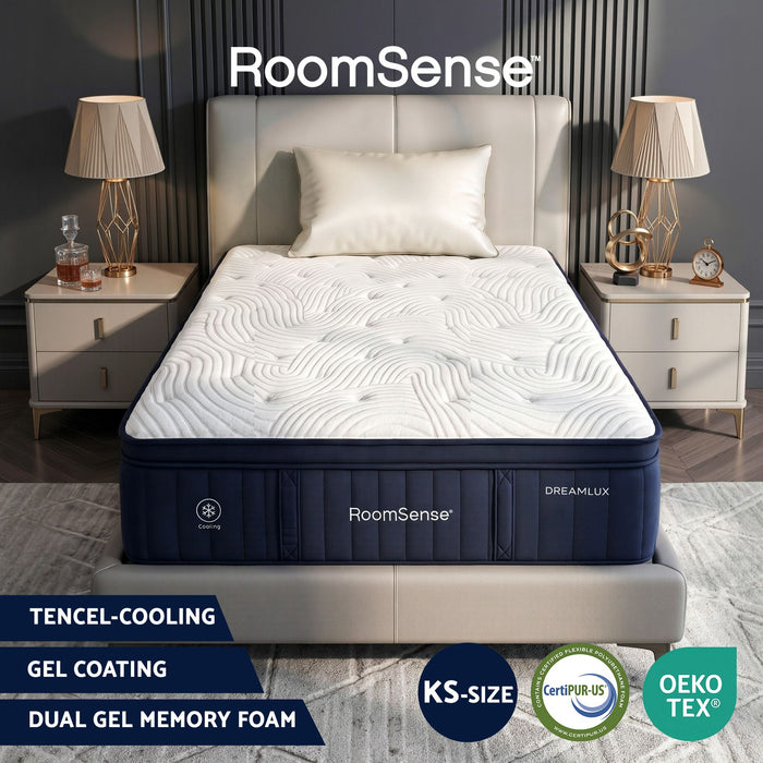 RoomSense King Single Mattress, 34cm Thick Medium Soft Hybrid Mattress for Back Pain Relief, Tencel Cooling Pocket Spring Mattress King Single Size in a Box