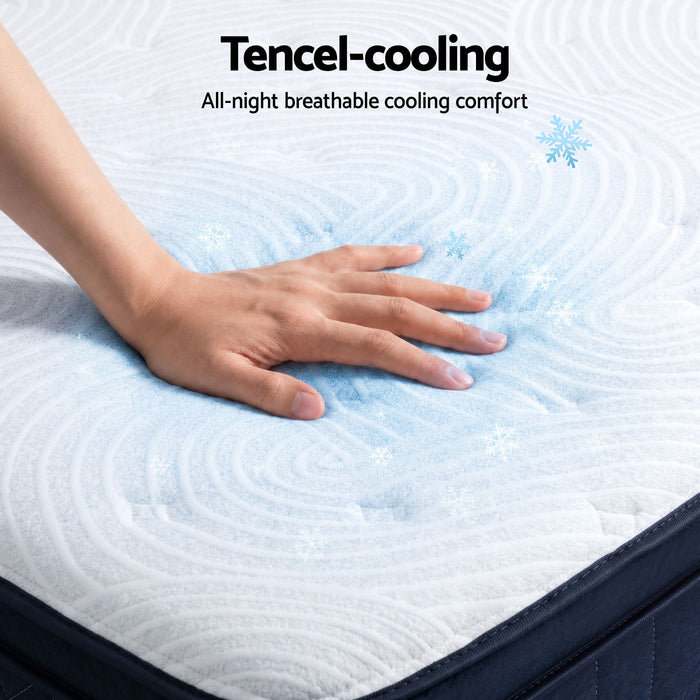 RoomSense King Single Mattress, 34cm Thick Medium Soft Hybrid Mattress for Back Pain Relief, Tencel Cooling Pocket Spring Mattress King Single Size in a Box
