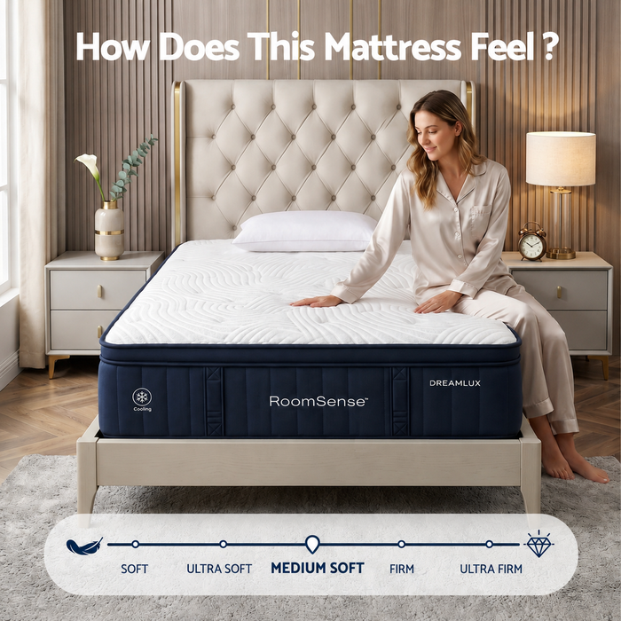 RoomSense King Single Mattress, 34cm Thick Medium Soft Hybrid Mattress for Back Pain Relief, Tencel Cooling Pocket Spring Mattress King Single Size in a Box