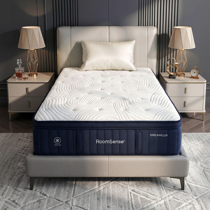 RoomSense Queen Mattress, 34cm Thick Medium Firm Hybrid Mattress for Back Pain Relief, Tencel Cooling Pocket Spring Mattress Queen Size in a Box