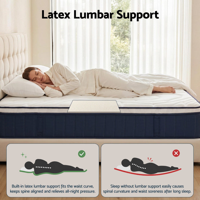 RoomSense Double Mattress , 30cm Medium Firm Hybrid Mattress with Latex Lumbar Support for Back Pain Relief , Pocket Spring Mattress Double Size in a Box