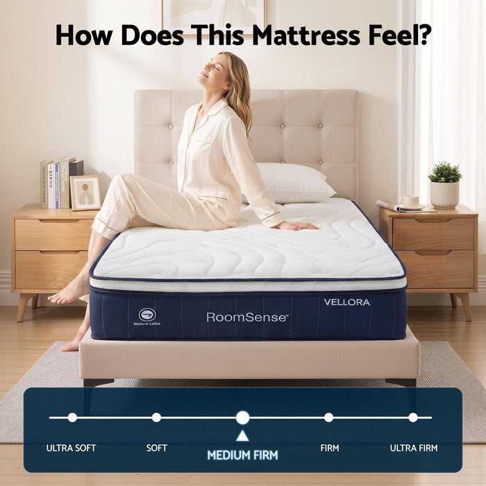 RoomSense Single Mattress , 30cm Medium Firm Hybrid Mattress with Latex Lumbar Support for Back Pain Relief , Pocket Spring Mattress Single Size in a Box