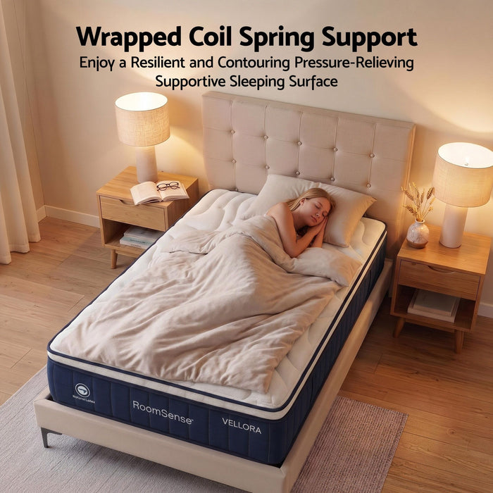 RoomSense Single Mattress , 30cm Medium Firm Hybrid Mattress with Latex Lumbar Support for Back Pain Relief , Pocket Spring Mattress Single Size in a Box