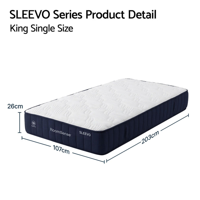 RoomSense King Single Mattress, 26cm Orthopedic Firm Mattress for Back Pain Relief, Pocket Spring Hybrid Mattress King Single Size for Home & Rental