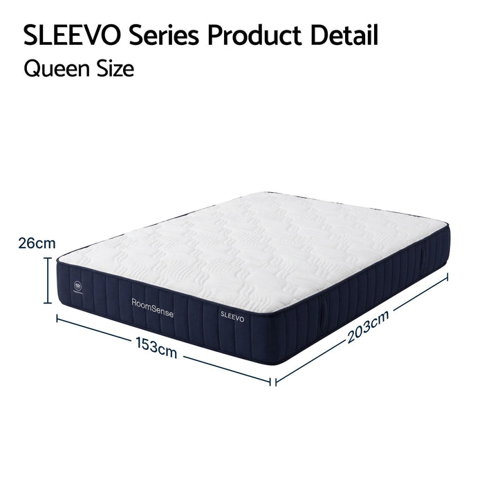 RoomSense Queen Mattress, 26cm Orthopedic Firm Mattress for Back Pain Relief, Pocket Spring Hybrid Mattress Queen Size for Home & Rental