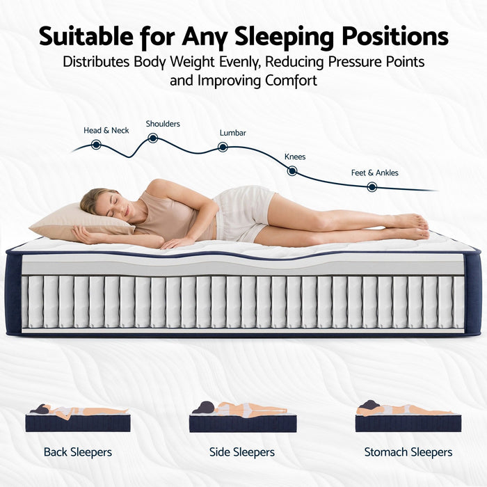 RoomSense Queen Mattress, 26cm Orthopedic Firm Mattress for Back Pain Relief, Pocket Spring Hybrid Mattress Queen Size for Home & Rental