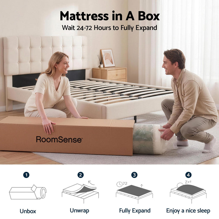 RoomSense Queen Mattress, 26cm Orthopedic Firm Mattress for Back Pain Relief, Pocket Spring Hybrid Mattress Queen Size for Home & Rental