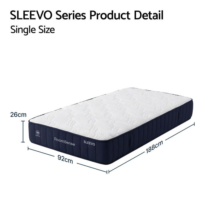 RoomSense Single Mattress, 26cm Orthopedic Firm Mattress for Back Pain Relief, Pocket Spring Hybrid Mattress King Size for Home & Rental