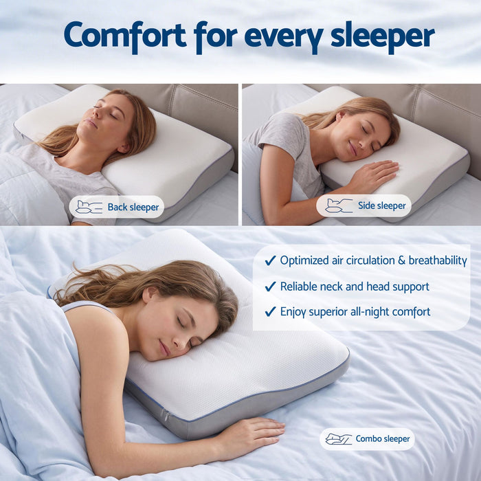 ROOMSENSE Reversible Dual-Sided Memory Foam Pillow, Ice-Cooling & Warm Fabric Sides, 55D Ultra-High Density Ergonomic Contour Pillow for Neck Pain Relief, Back & Side Sleepers