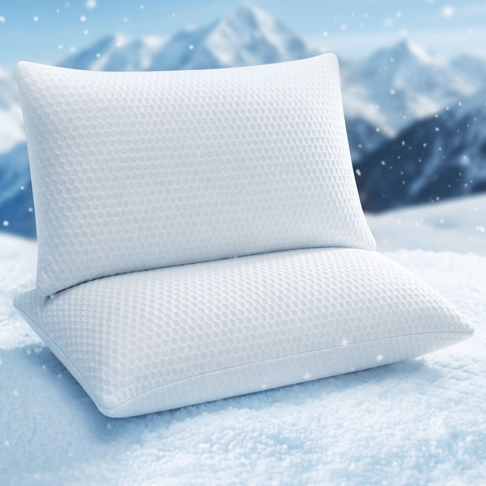 ROOMSENSE Cooling Memory Foam Pillow 2 Pack, Anti-Flattening Bed Pillows for Hot Sleepers, Adjustable Shredded Gel Side Sleeper Pillow for Neck Support, Washable Cover, 72x50x15cm