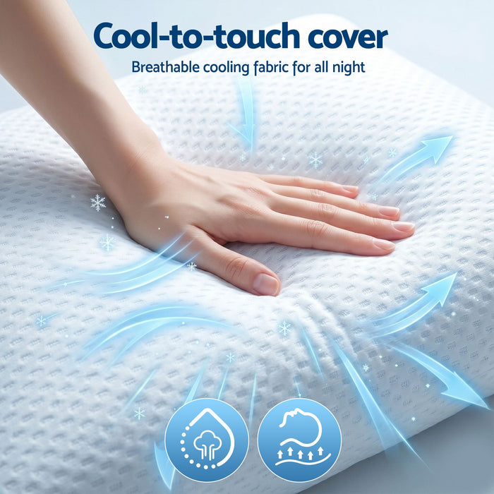 ROOMSENSE Cooling Memory Foam Pillow 2 Pack, Anti-Flattening Bed Pillows for Hot Sleepers, Adjustable Shredded Gel Side Sleeper Pillow for Neck Support, Washable Cover, 72x50x15cm