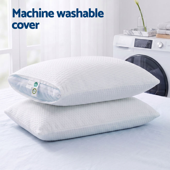 ROOMSENSE Cooling Memory Foam Pillow 2 Pack, Anti-Flattening Bed Pillows for Hot Sleepers, Adjustable Shredded Gel Side Sleeper Pillow for Neck Support, Washable Cover, 72x50x15cm