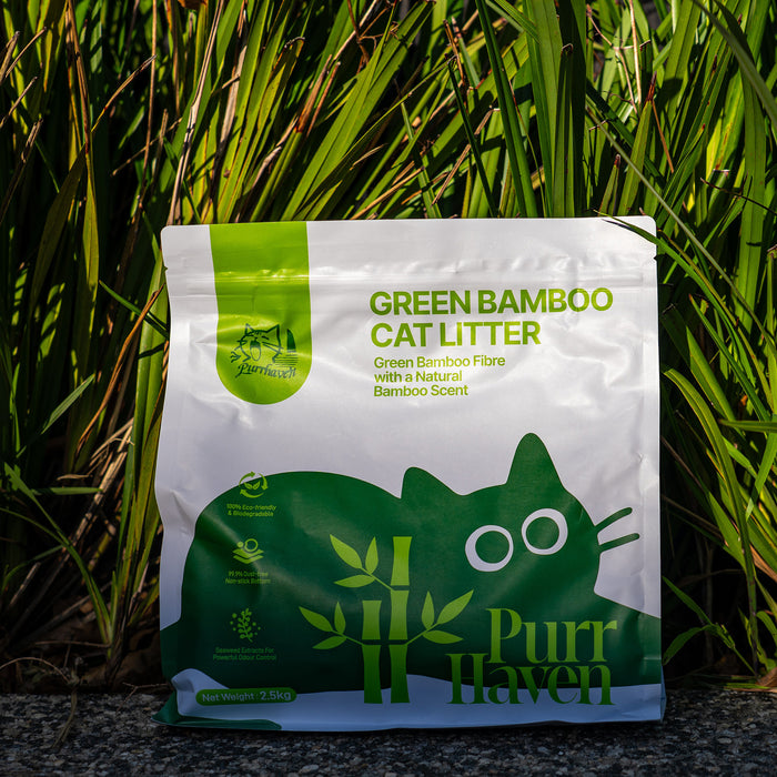 PurrHaven Bamboo Clumping Cat & Kitty Litter, 15kg (6 Pack),Dust Free,Natural Flusable,Easy to Clean,Odour Neutraliser,Rapid Liquid Absorption,Non-Toxic Formula