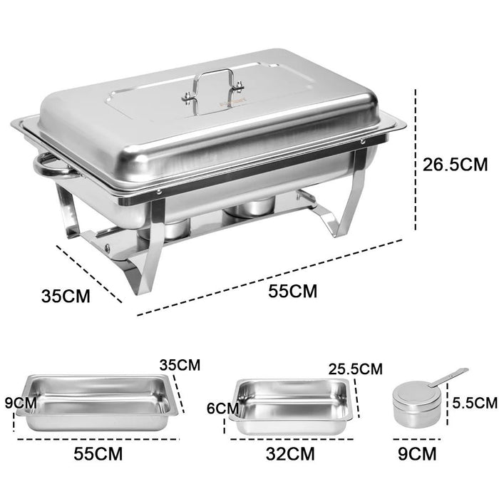 Alston 4.5LX2 Chafing Dish Set, Premium 410 Stainless Steel Buffet Warmer, Bain Marie Food Server with Fuel Holders & Lid, Stackable Catering Equipment for Hotels, Parties, Weddings & Banquets, Silver