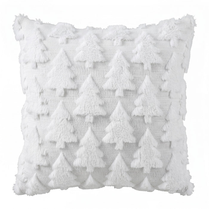 Jingle Jollys Christmas Tree Pillow Covers 2 Packs Cushion Covers Soft Faux Fur Jacquard Throw Pillow Covers 45 x 45cm White