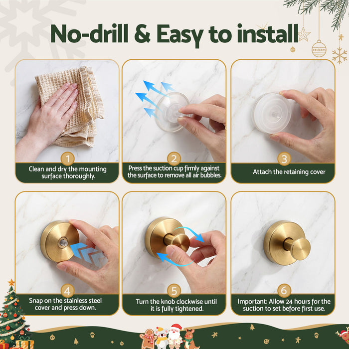 Jingle Jollys 2x Vacuum Suction Cup Christmas Wreath Hook Stainless Steel Heavy Duty 5kg