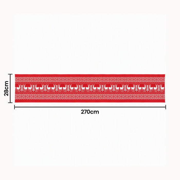 Jingle Jollys Christmas Table Runner Reindeers 270x28CM Dining Party Decor Red