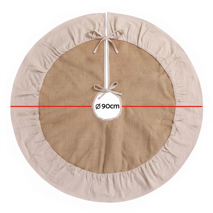 Jingle Jollys 90cm Christmas Tree Skirt Linen Christmas Tree Mat Decor
