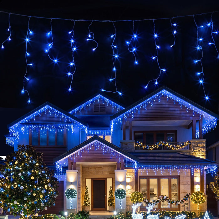Jingle Jollys 32M Christmas Lights Solar Icicle String Lights 960 LED Blue