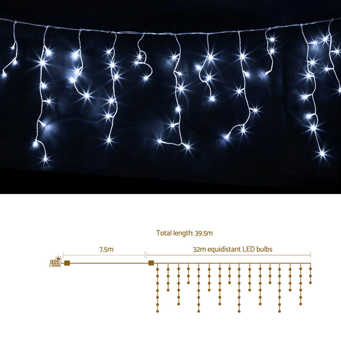 Jingle Jollys 32M Christmas Lights Solar Icicle String Lights 960 LED Cool White