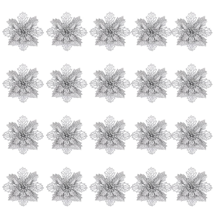Jingle Jollys 20Pcs Christmas Tree Flower Set Garland Wreath Poinsettia Decorations