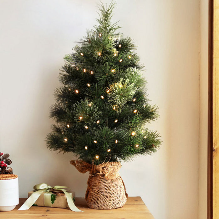 Jingle Jollys Christmas Tree 60CM Mini Tabletop 8 Light Modes Timer Xmas Tree