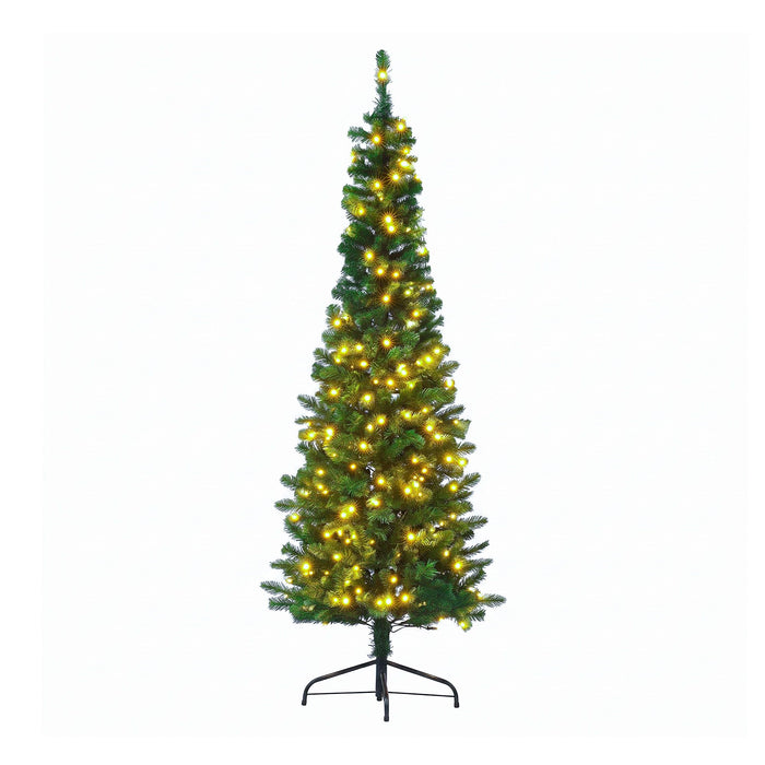 Jingle Jollys 1.8m Pre-Lit Christmas Tree Slim Pencil Xmas Tree Corner Tree